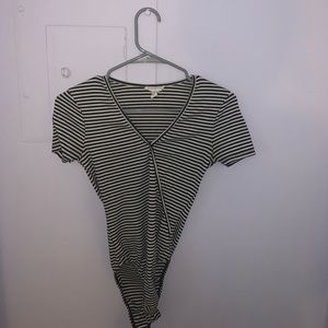 ★ A black and white stripped body suit ★
